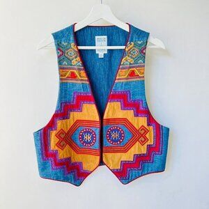 ❤️Hairston Roberson Ropa chambray embroidery vest, Blue, Size M/L